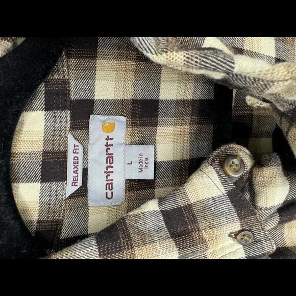 Carhartt Relaxed Fit Hamilton Plaid Brown and Tan Long Sleeve - Picture 4 of 7